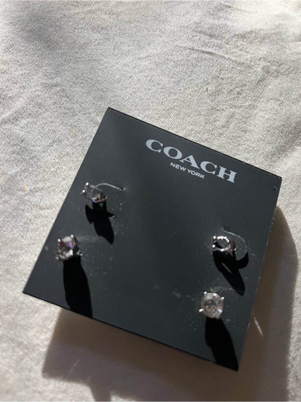 COACH Silver Crystal Stud Earring Set - Clear/Silver